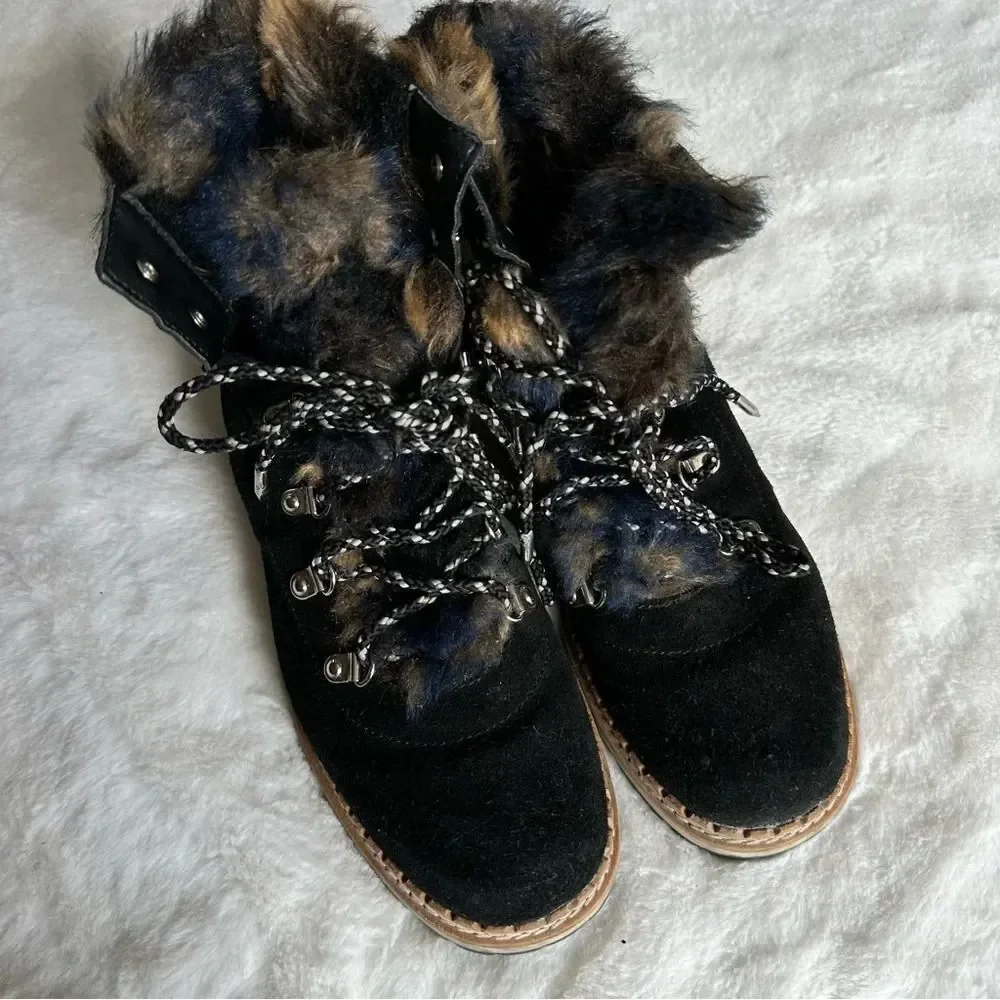 Sam Edelman Women’s Bronte Suede & Faux Fur Booties Size 7.5